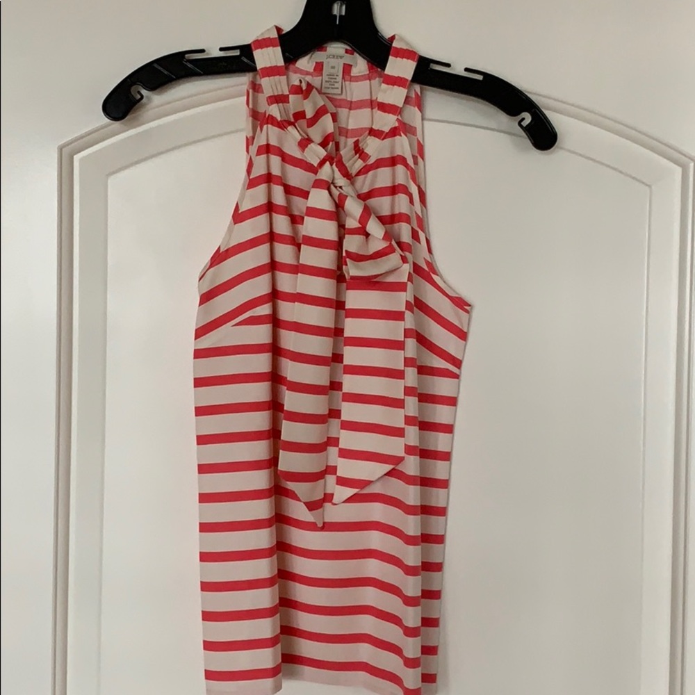 Coral Striped Silk JCrew Blouse